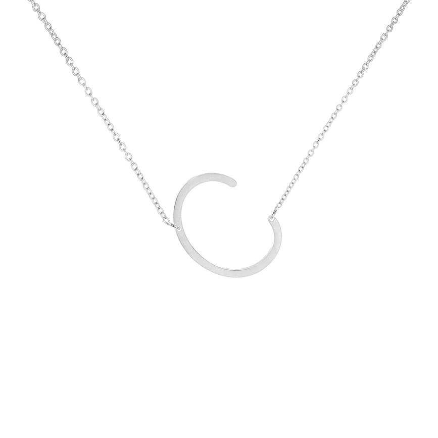 Savvy Cie Nwt & Box Rhodium Plated Initial Neckla
